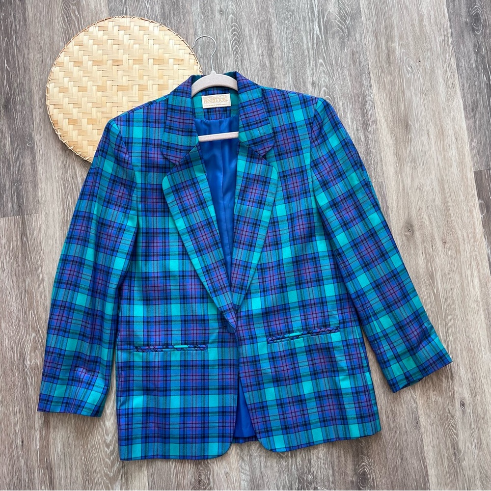Vintage Pendleton plaid blazer blue &‎ green